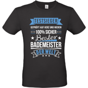 T-Shirt Testsieger Bademeister Schwarz Druckerei Zapfel Pinkafeld